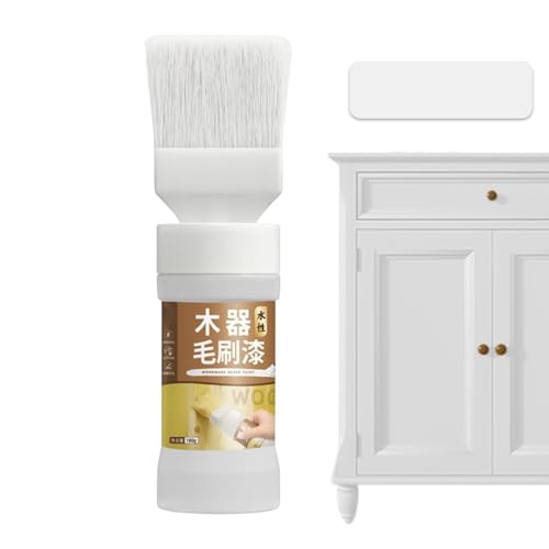 Pintura para manchas de madera, pintura blanca con pincel, secado rápido y a base de agua, fácil reparación portátil, 180 g, removedor de manchas y reparación de arañazos para rozaduras, manchas