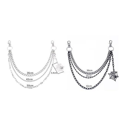 Punk Metal Spider Web Jeans Chain Belt Accessories For Men Women(Silver)2