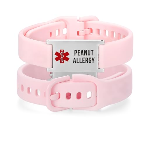 Image of LinnaLove Medical Alert ID Bracelet - Adjustable Silicone Band, Custom or Pre-Engraved Options, QR Code Available