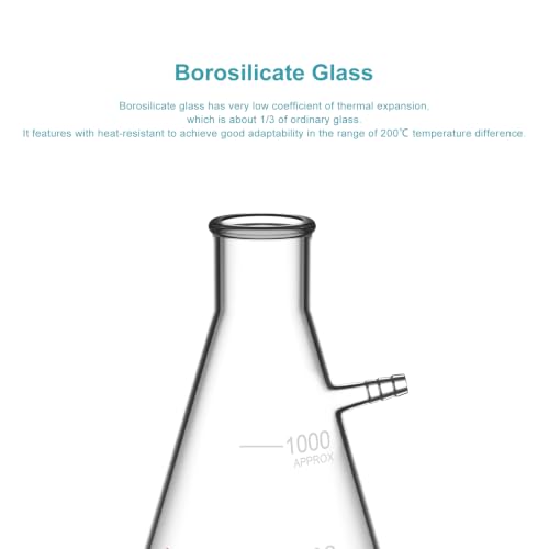 stonylab 1000ml Filterung Fläschchen, Borosilikatglas Glass Filtering Flask, Fläschchen mit Tubulation - 1000ml