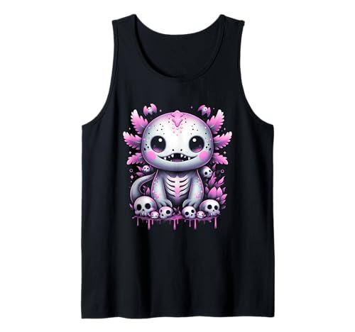 Pastel Goth Halloween Horror Chibi Axolotl espeluznante Kawaii Camiseta sin Mangas