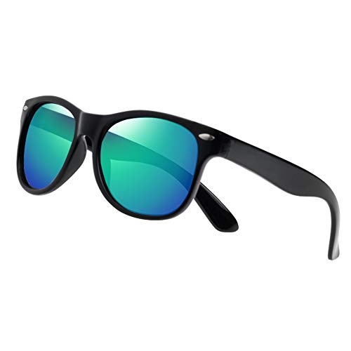 YAMAZI Kids Sunglasses Polarized Mirrored Sports Flexible Shades for Boys Girls Toddler Children for Outdoors Fishing Beach Age 3-10 (Black | Green lens)