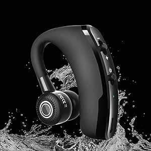 Bluetooth Headsets with Dual Mic Hands-Free V5.3 Bluetooth Earpiece Single Wireless Ear Hook Earphone Noise Cancelling Bluetooth Headset for Sports Driving Business with Android iOS Laptop