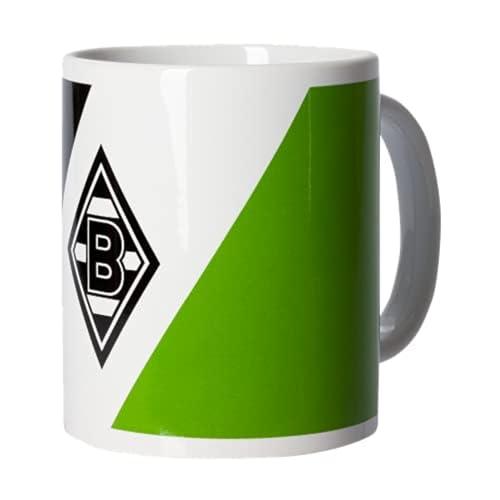 Borussia Mönchengladbach Taza de café con diseño de rayas oblicuas | Artículo oficial Fohlenshop | Taza de café de 300 ml Vol. | Taza de café de cerámica en los colores del club con el rombo VfL