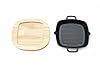 KitchenLife Co 8.5" Personal Sized Pre-Seasoned Cast Iron Grill Pan with Heat-Resistant Oak Wood Base, Square Stovetop Pan with Dual Handles & Pour Spouts, Oven & BBQ Ready, Lasts Decades #3