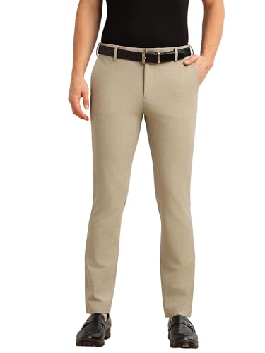 Image of Thomas Scott Men's Regular Fit Mid-Rise Solid Formal Performance Trouser | Flexi-Waist & 4-Way Stretch | 4 Pockets | Button Closure