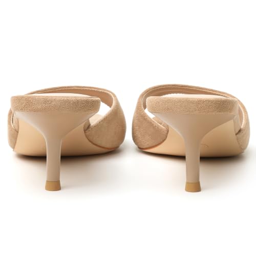 Image of Mostrin Kitten Heels for Women Pointed Toe Vintage Mules Heels Sexy Slip on Stiletto Backless Sandals for Party Wedding Daily
