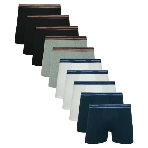 Kit Com 10 Cuecas Boxer Lupo Algodão Box Masculina, Multicor, GG