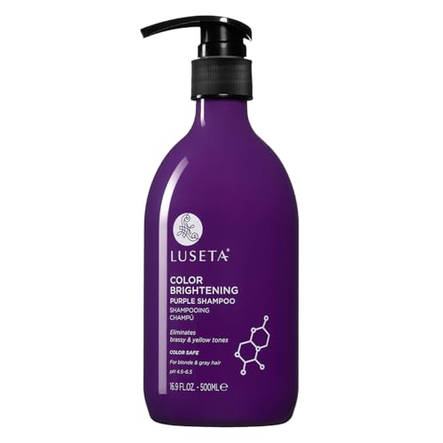 Image of Luseta Purple Shampoo for Women - Blonde, Grey, Color Treated, Curly and Damaged Hair - 16.9oz, Sulfate & Paraben Free | Tone Correcting Hair Care - Helps Refresh Gray, Silver and Highlighted Hair While Maintaining a Bright, Salon-Fresh Look