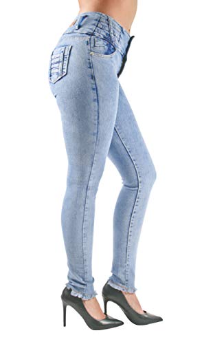 Plus/Junior Size Colombian Design Butt Lift Unfinished Hem Skinny Jeans4
