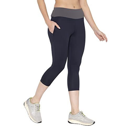 Image of BODYACTIVE Women's High Waisted Yoga Capris with Pockets, Non See Through Workout Sports Running Capri, Tummy Control-LC09-BLK