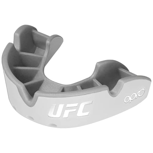OPRO Silver Level UFC Moldable Mouth Guard, Essential Fit, White/Silver