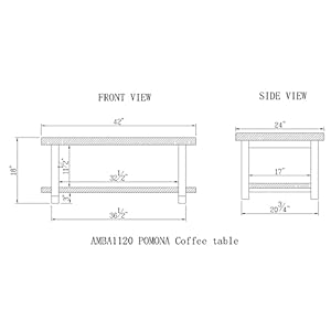 Alaterre Furniture Coffee Pomona Industrial Modern Vintage Metal and Wood End Table, Easy Assembly, 42 in x 24 in x 18, Rustic Natural Alaterre Furniture Coffee Pomona Industrial Modern Vintage Metal and Wood End Table Easy Assembly 42 in x 24 in x 18 Rustic Natural