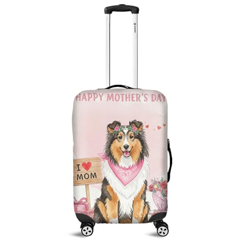 Happy Mother's Day Shetland Sheepdog Love Dog Mom Heart Flower Travel Luggage Cover Sheltie Dog Lover Gifts Suitcase Dust Protective Decor 12004