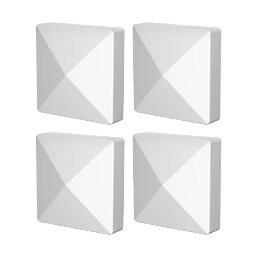 Dualoai 4X couvercles de Capuchons de poteaux pyramidaux, Capuchons de poteaux de clôture Blancs, Capuchons supérieurs de poteaux de clôture pour terrasse,