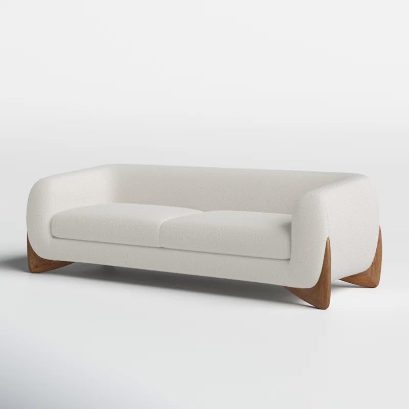 Image of LEGACY OF COMFORT Amala 80 inch Upholstered 3 Seater Sofa Three Seater Sofa with Wooden Legs for Living Room Hotels & Offices (White)