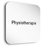 Türschilder24 Aluminium- Türschilder • Physiotherapie • In der Größe 150 x 150 mm • Besonderheit: unsichtbare 5mm Abstandhalter verleihen dem Türschild einen exklusiven schwebe Effekt