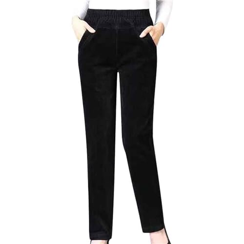 Pantalón de pana para mujer invierno, pantalón térmico de pierna ancha, pantalón de jogging cálido de forro polar con cintura elástica, pantalón de ocio de cintura alta, pantalón holgado, recto, de