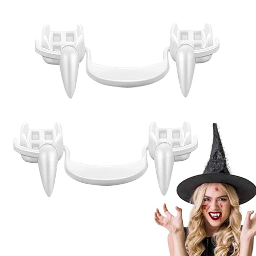 MAOSHYMS Dents de Vampire Retractable,Dent de Vampire Halloween Dents de Vampire Fausses, pour Partie Cosplay Crocs de Fête Halloween (Blanc C)