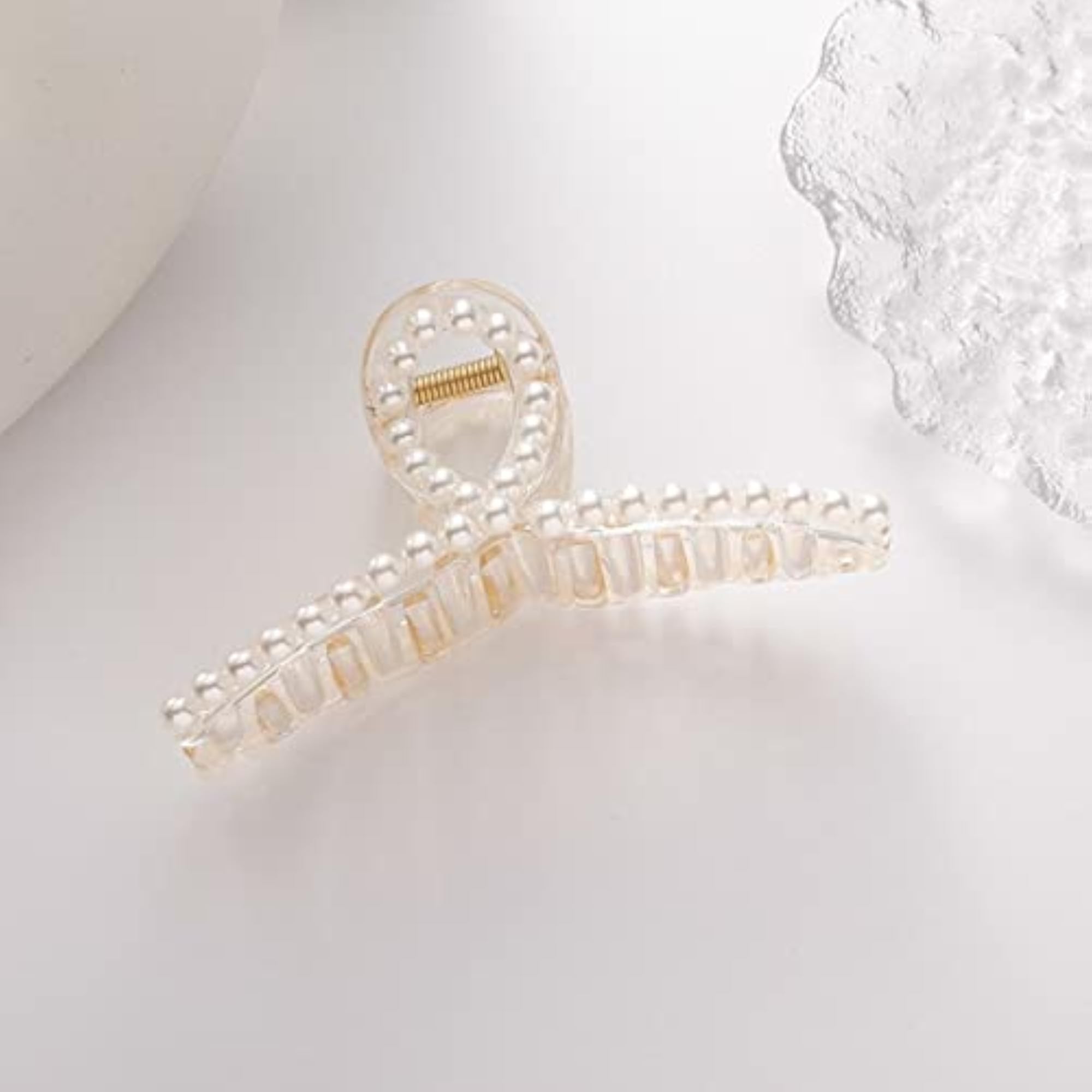 4 Pcs Small Pearl Large Hair Claw Clips for Women & Girls
