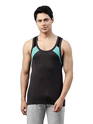 Image of Dixcy Scott Originals Men 100% Combed Cotton Racerback Color Block On Shoulder Gym Vest (Pack of 2)