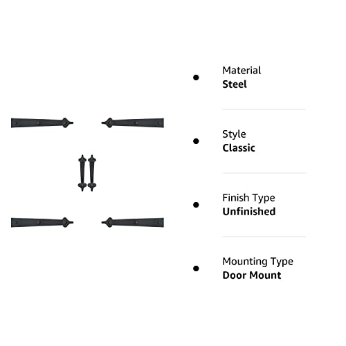 Dura-Lift Ultra-Life Magnetic Decorative Carriage-Style Garage Door Accent Trim Hardware, (Four 16" Hinges, Two 12" Handles) #TOP6