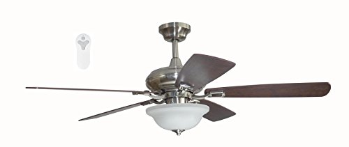 Up To 60% OFF Litex TLEII52BNK5L Brushed Nickel 52-inch Ceiling Fan with Quick Connect Five Reversible Blades Light Maple/Driftwood