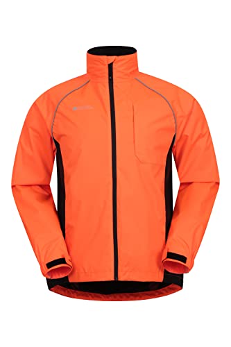 Mountain Warehouse Adrenaline Mens Waterproof Cycling Jacket - Reflective Mens Coat, Breathable Unisex Rain Coat - For Autumn, Outdoors, Running & Walking Orange XXL