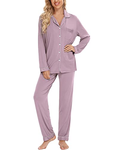Image of Pjmlifecoco Pajamas Set Long Sleeve Womens Button Down Sleepwear Two Piece Nightwear Soft Pj Lounge Sets S-XXL