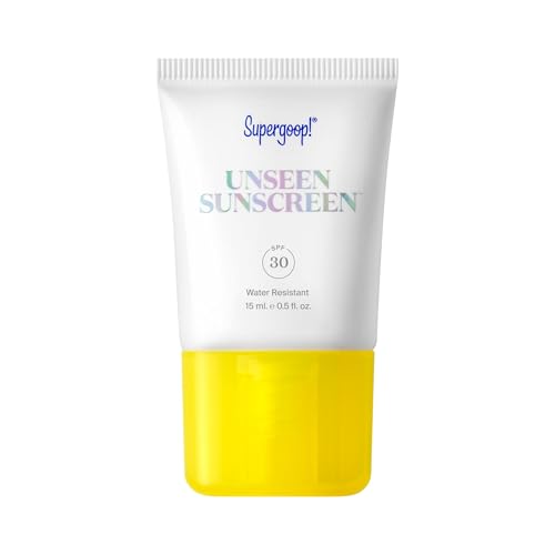 Supergoop! Unseen Sunscreen - SPF 30 - Invisible Broad Spectrum Face Sunscreen + Makeup-Gripping Primer - Weightless Scentless - For All Skin Types & Skin Tones - 0.5 fl oz