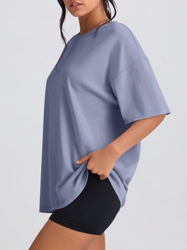 REORIA Womens Oversized Workout T Shirts Summer Crewneck Athletic Plus Size Tops Trendy Clothes 2025 Short Sleeve Basic Tee3