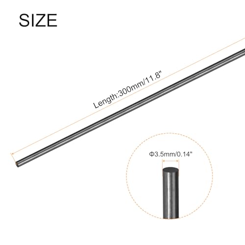 QUARKZMAN Kohlefaserstab, 3,5 mm x 300 mm für RC Flugzeug DIY Werkzeug Flügelrohr Quadcopter Arm, Packung mit 3 Stück