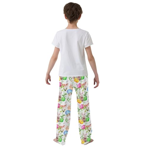 ZZXXB Bunny Egg Happy Easter Boys Long Pants Soft Trousers Elastic Waist Kids Lounge Bottoms with Pockets S-XL3