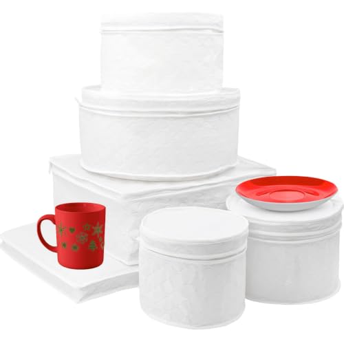 LAMINET 6 Piece Quilted Dinnerware Storage Starter Set, White