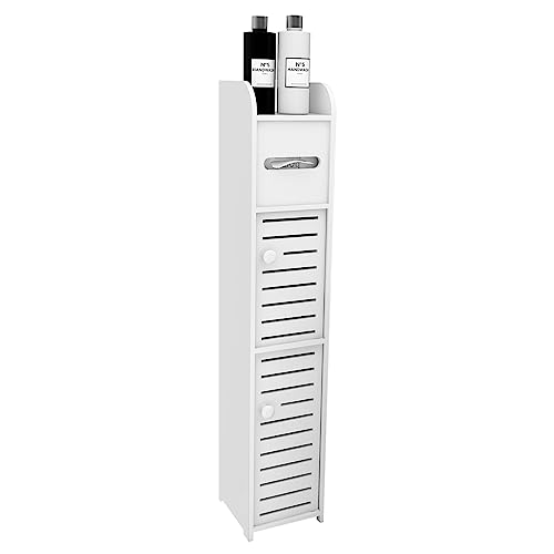 Support Papier Toilette Armoire Porte-Papier Toilette Porte Brosse WC Meuble de Salle de Bain sur Pied en Bois,Derouleur Papier Toilettes de Haute qualité...
