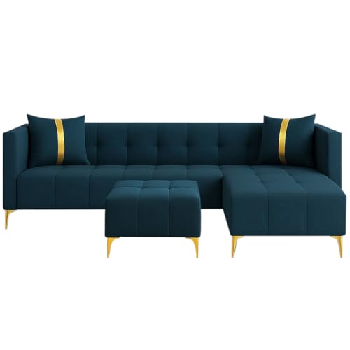 Image of Sleepify Livingstyle 6 Seater RHS L Shape Sofa Set with Centre Table (Teal)