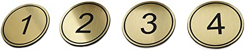 Números de mesa circular de 5 cm grabados ABS (1-25) Pubs Restaurantes Clubs - Dorado 1 a 25 Cover