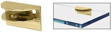 CRL Brass Finish Solid Brass Rounded Glass Shelf Clamp with Support Leg