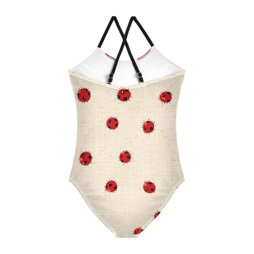susiyo Red Insect Girls One Piece Swimsuits with Adjustable Straps Bathing Suits for 3-10 Years Old2