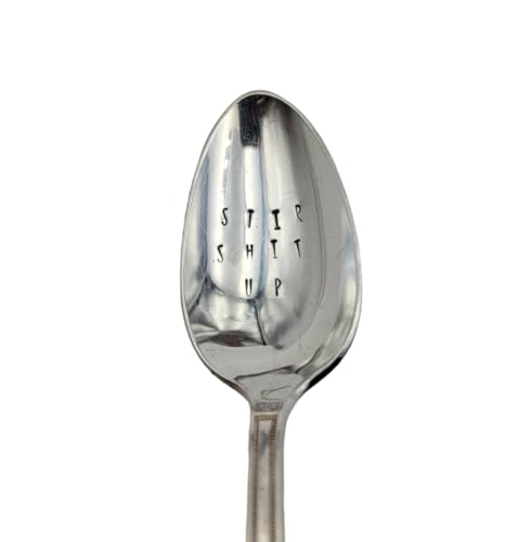 Stir Shit Up Hand Stamped Hammered Vintage Silverplate Teaspoon
