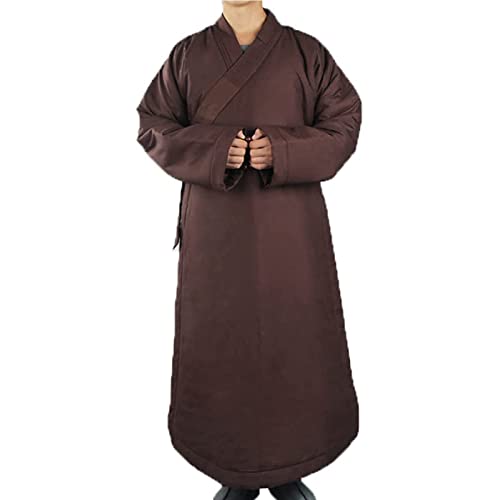 Amhuui Robe de Moine pour Hommes, Bouddhiste, Robe de Moine Bouddhiste pour Hommes Costume de déguisement religieuxTenue de Moine de méditation Robes Longues en Coton Cover