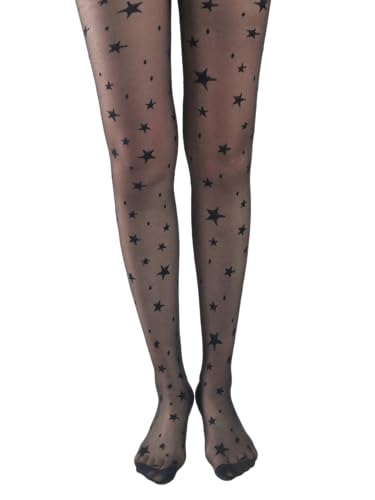 Women fishnet tights black fishnet stockings for women star patterned tights leggings2