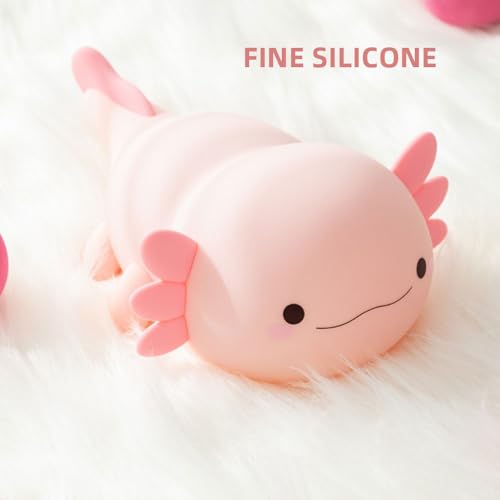 Image of IFTHFOUR Axolotl Night Light - Cute Rechargeable Dimmable Silicone Lamp, Kawaii Room Decor for Kids Girls Boys