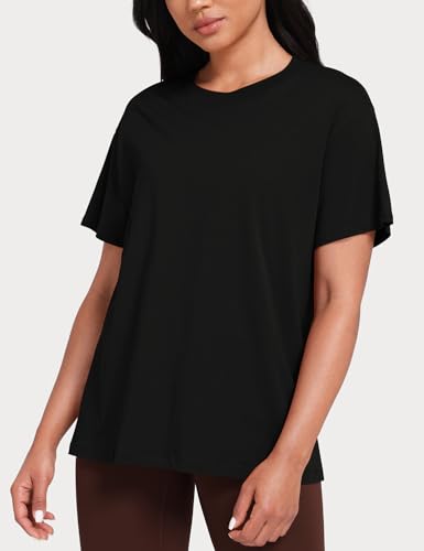 HeyNuts Women's Pima Cotton Short Sleeve Shirts Workout Basic Tee Casual Crew Neck T-Shirts Loose Tops2