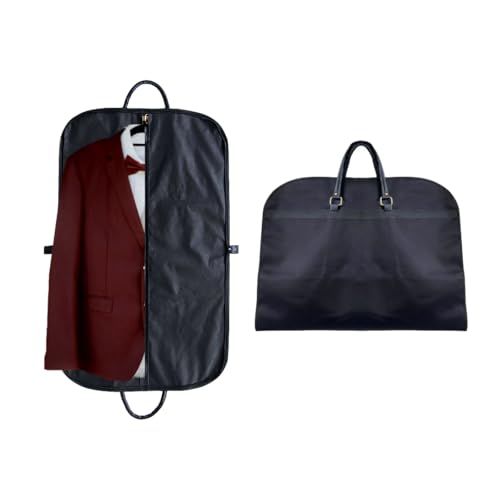 Heavy Duty Garment Bag for Travel – Suit & Dress Cover with Faux Leather Handles, Foldable Zippered Storage for Men & Women