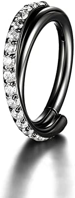 Nose Hoop Rings for Women Conch Piercing jewelry Titanium Black 12mm Wide Nose Ring Women's Body Piercing Rings Septum Piercings Hinged Hoop Earrings Titanium Cross Nose Ring Earring Daith Hoop Solid G23 Cartilage Tragus Helix Men's Piercing Rings 16G Apart BCBODYG23