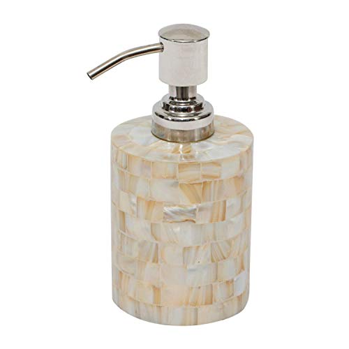 Wonderlist Handicrafts Mother of Pearl Bathroom Accessories Designer Bath Ensemble Handmade Round SOAP Dispenser 4-5 inches, BOWL