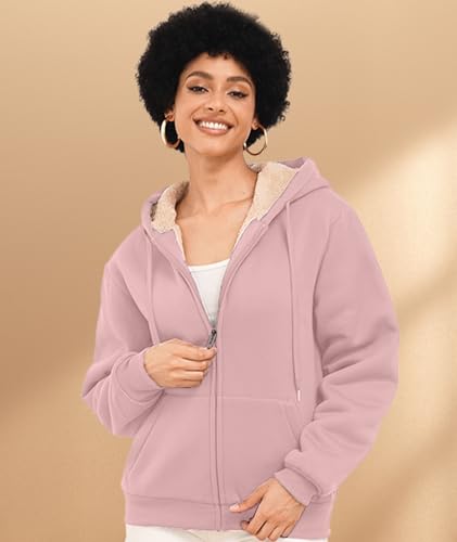Image of SWISSWELL Hoodies for Women Winter Fleece Sweatshirt - Full Zip Up Thick Sherpa Lined Hooded Jacket