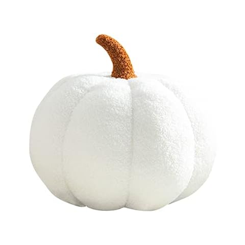HIMIWAY Teddy Polyester Fleece Pumpkin Throw Pillows Ultra Soft Sherpa Decorative Cute 3D Shaped Cushion, 5.5 × 11 inches (White) Cover