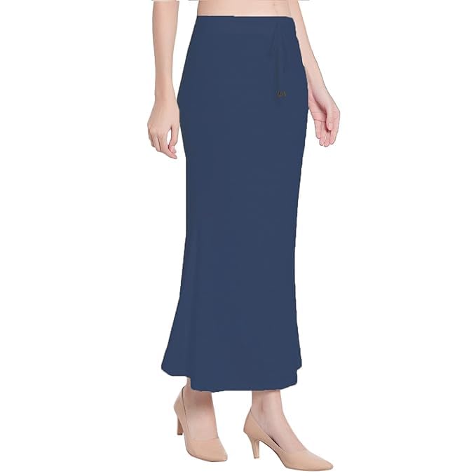Image of Saree Shapewear Petticoat for Women Cotton Blended Lycra Shaper Petticoat with Elastic & Lace (Drawstring) Long Under Skirt Fishcut Wrinkle Free Shapewear
